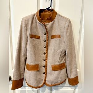NWT Women's Tan herringbone and Brown Jacket, size small.